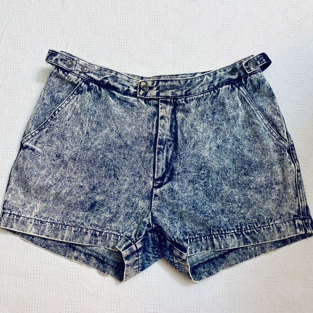 Vintage Acid Wash High Rise Denim Shorts